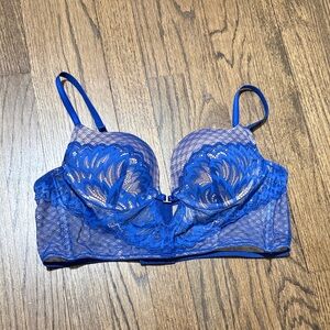 Blue Lace Longline Underwire Bra - Adore Me 36B
